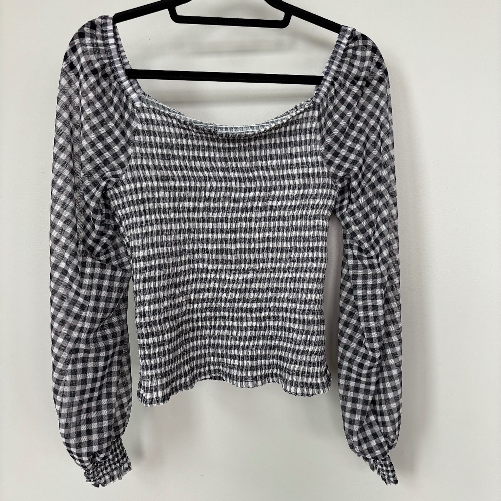 Anthropologie Rouen Smocked Balloon Sleeve Top size M